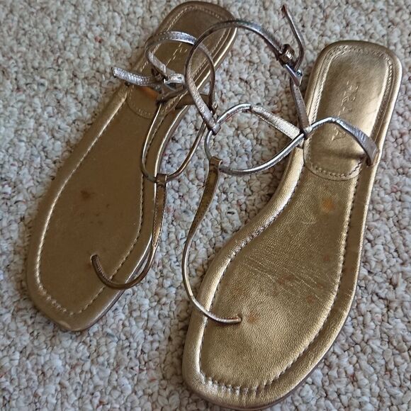 Prada gold metallic thong-strap flat sandals size 9 - Picture 3 of 12